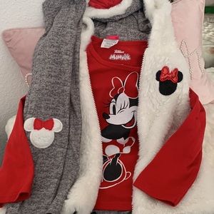 Minnie Mouse Toddler Girls Set with Leggings, Too, and zip up Vest with Hood
